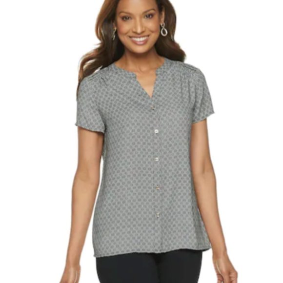 Dana Buchman Tops - Women's Petite Dana Buchman Print Crepe Blouse